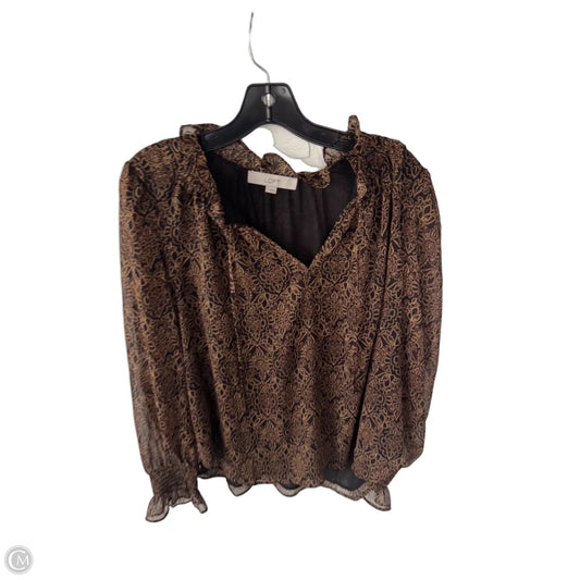 Top Long Sleeve By Loft In Black & Brown, Size: L