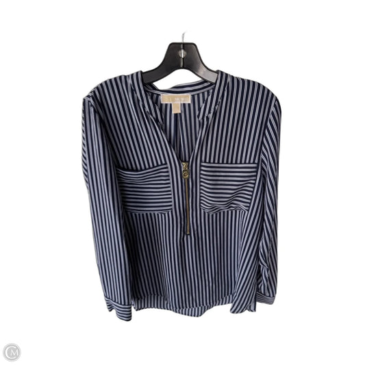 Top Long Sleeve By Michael By Michael Kors In Blue & White, Size: L