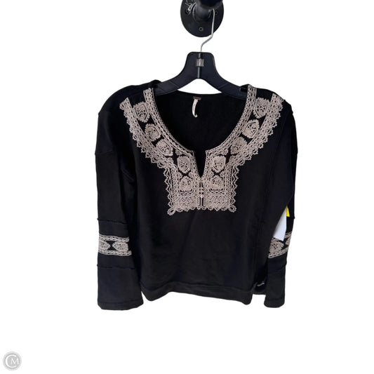 Sweatshirt Crewneck By Free People In Black & Tan, Size: Xs