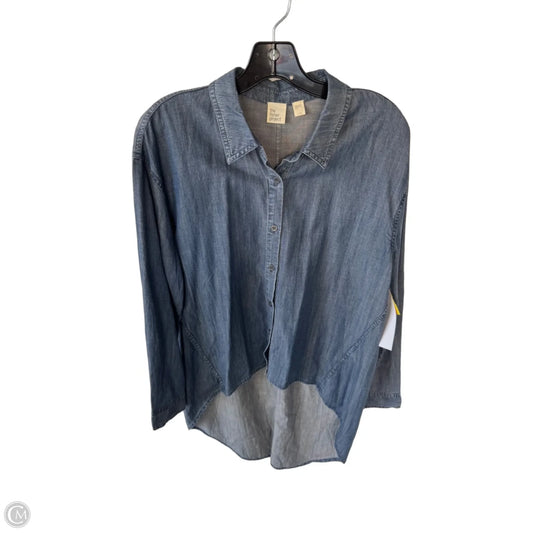Tunic Long Sleeve By Clothes Mentor In Blue Denim, Size: S