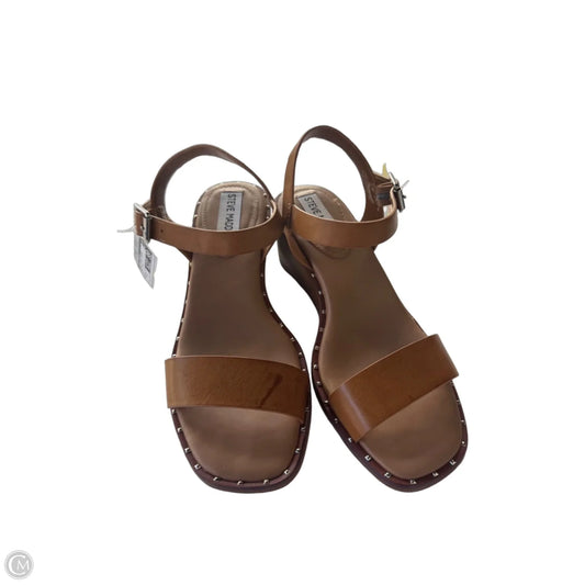 Sandals Heels Wedge By Steve Madden In Brown & Tan, Size: 6.5