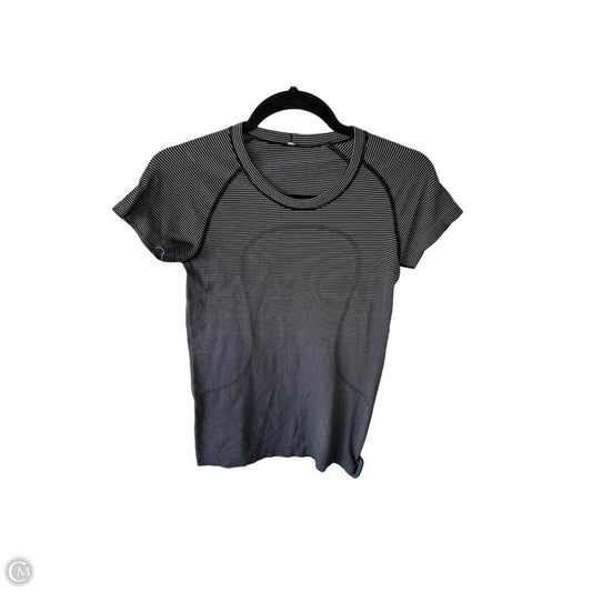 Athletic Top Short Sleeve By Lululemon In Black & White, Size: S