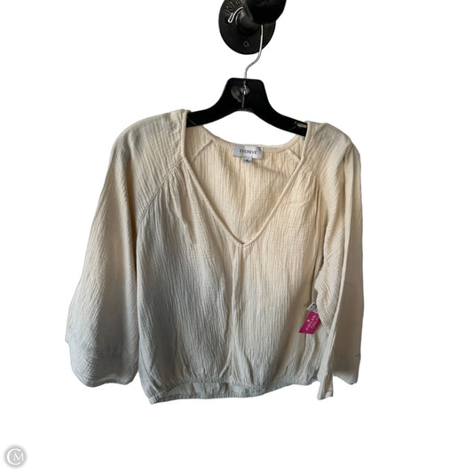 Top 3/4 Sleeve By Evereve In Cream, Size: M