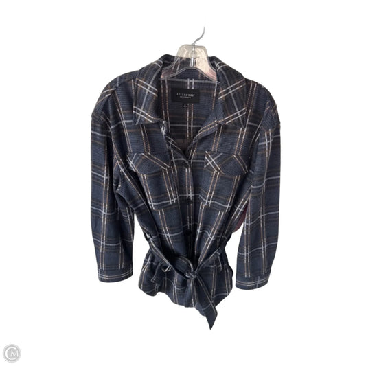 Jacket Shirt By Liverpool In Blue & Brown, Size: M