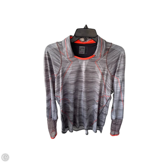 Athletic Top Long Sleeve Collar By Lucky In Love In Grey & White, Size: M