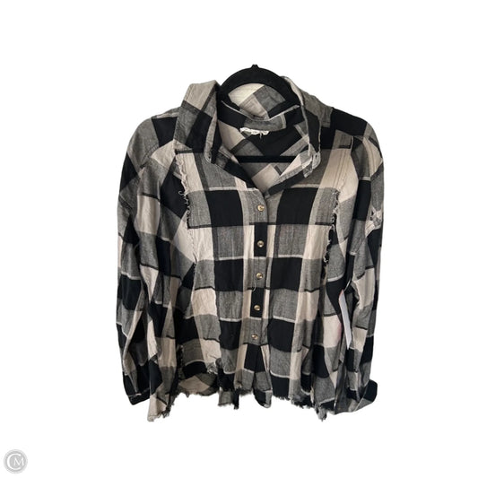 Top Long Sleeve By Easel In Black & Grey, Size: L