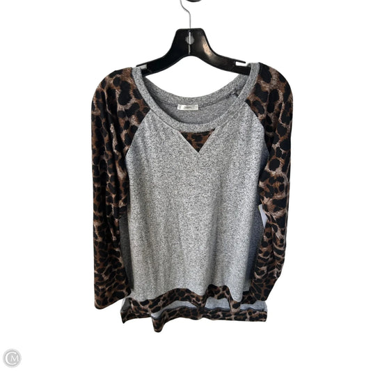 Top Long Sleeve By Jodifl In Brown & Grey, Size: L