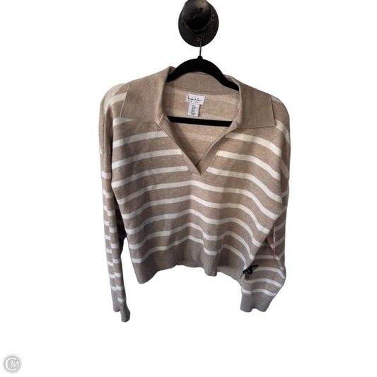 Sweater By Nicole By Nicole Miller In Tan & White, Size: M