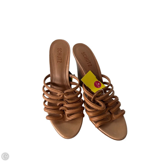 Sandals Heels Wedge By Schutz In Tan, Size: 9