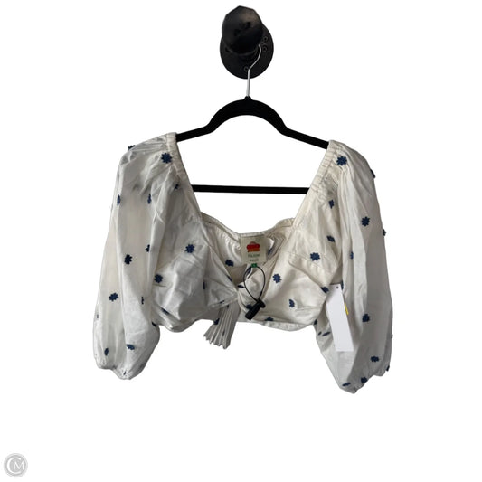 Top Long Sleeve Designer By Farm Rio In Blue & White, Size: S