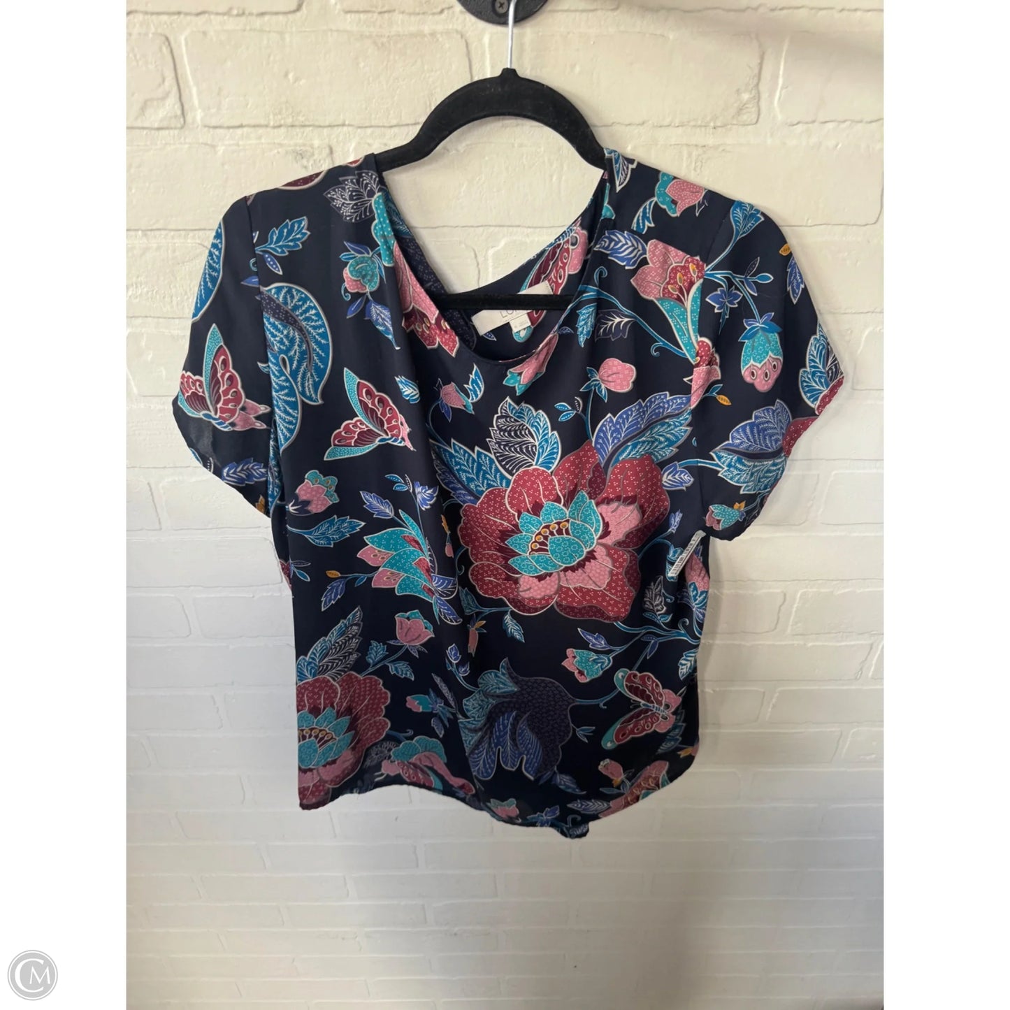 Top Short Sleeve By Loft In Navy, Size: Xl