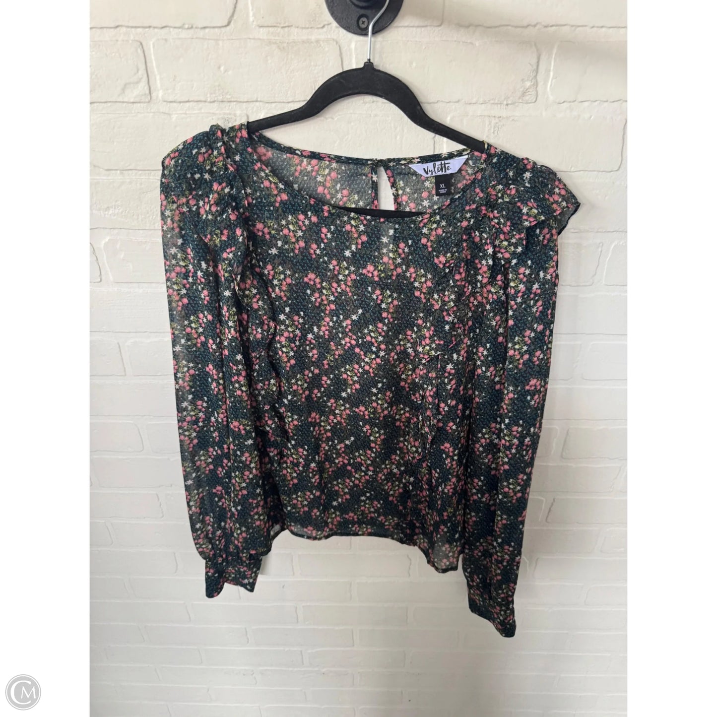 Top Long Sleeve By Clothes Mentor In Black & Blue, Size: Xl