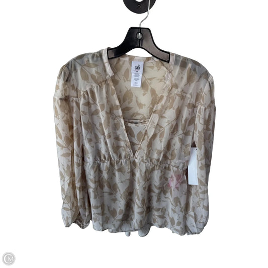 Top 2pc Long Sleeve By Cabi In Tan & White, Size: Xs