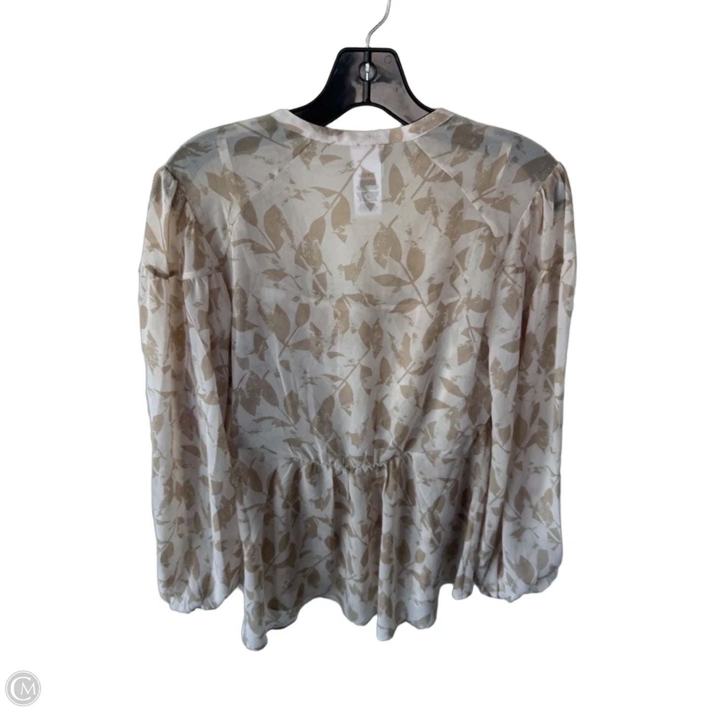 Top 2pc Long Sleeve By Cabi In Tan & White, Size: Xs