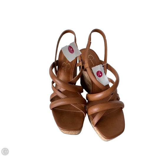 Sandals Heels Wedge By Jessica Simpson In Brown, Size: 8.5