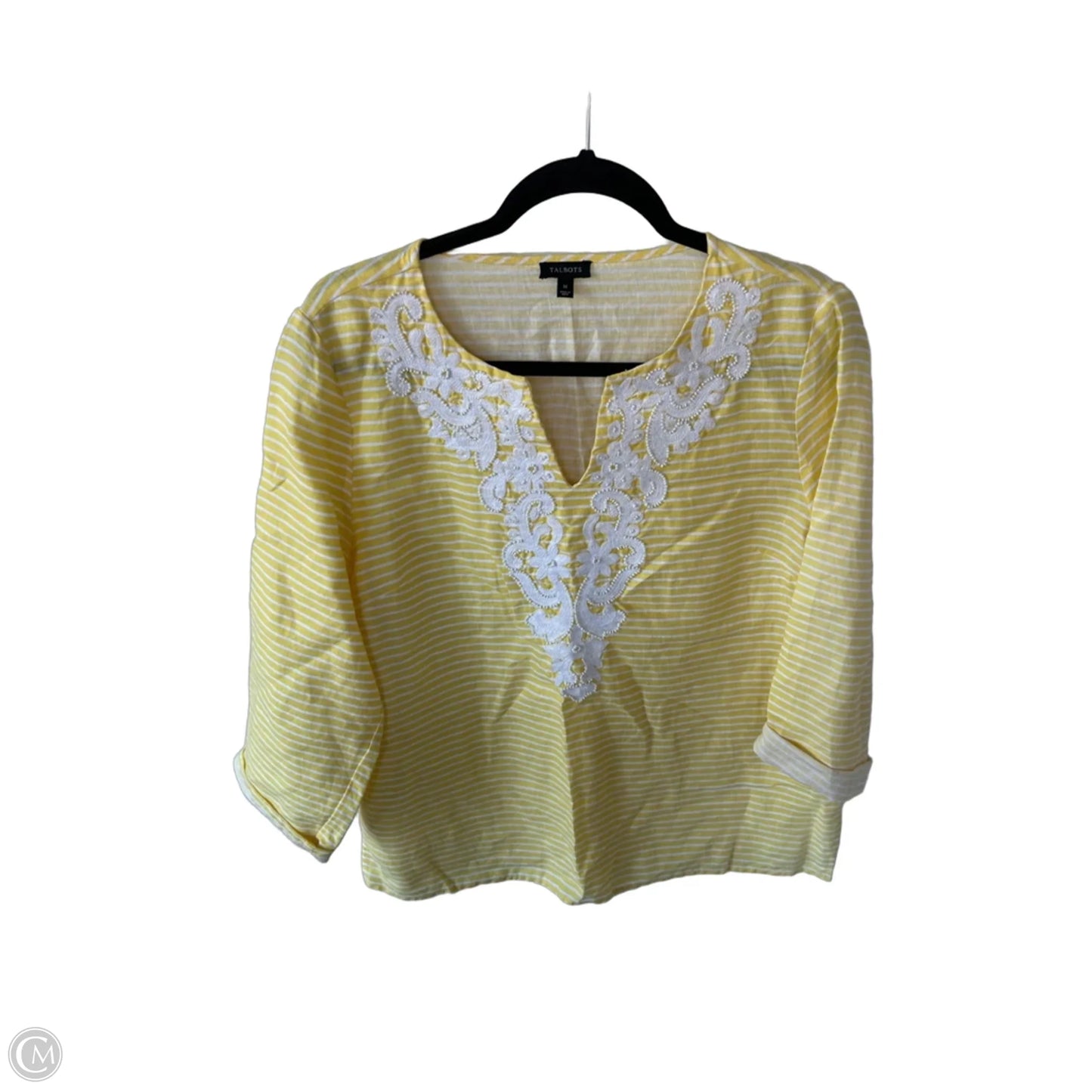 Top 3/4 Sleeve By Talbots In Yellow, Size: M