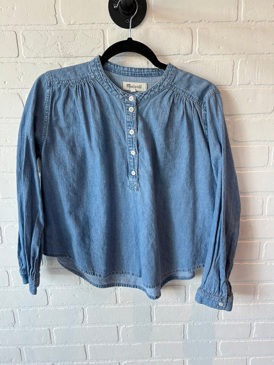 Top Long Sleeve By Madewell In Blue Denim, Size: M