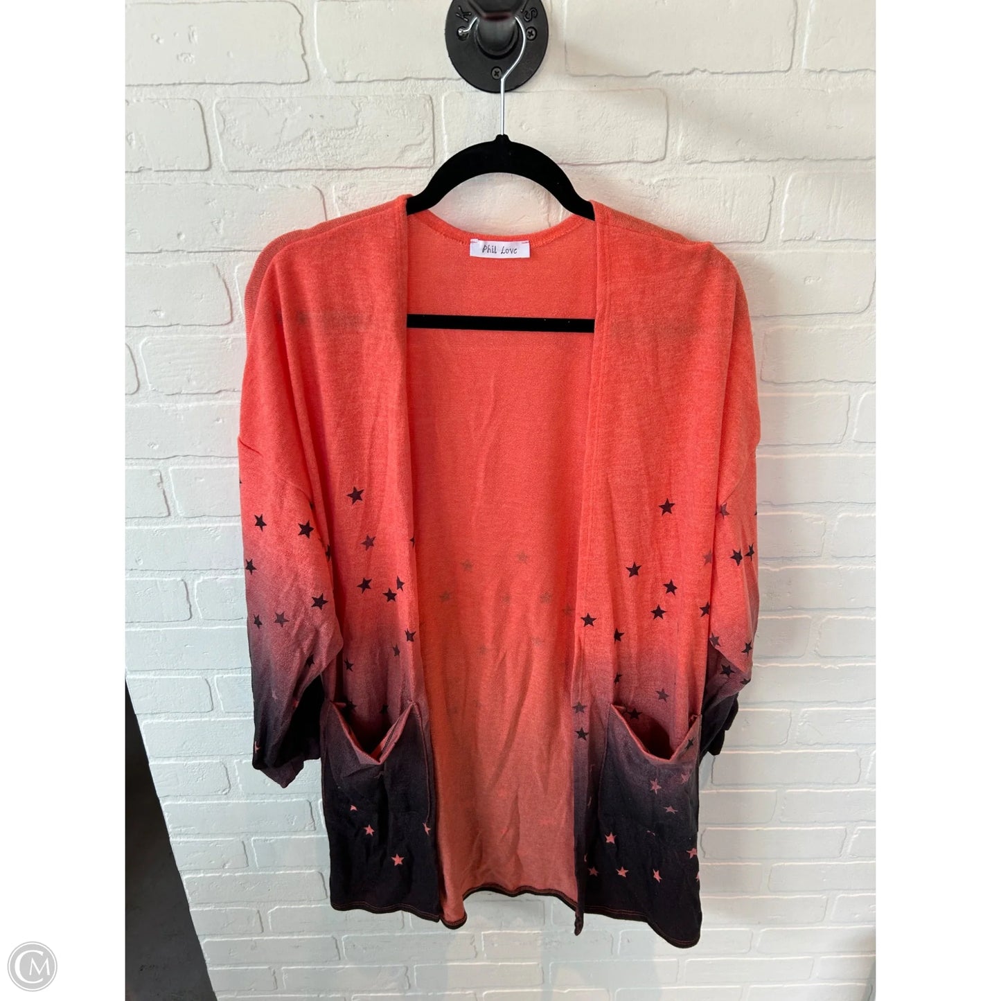Cardigan By Clothes Mentor In Black & Orange, Size: M