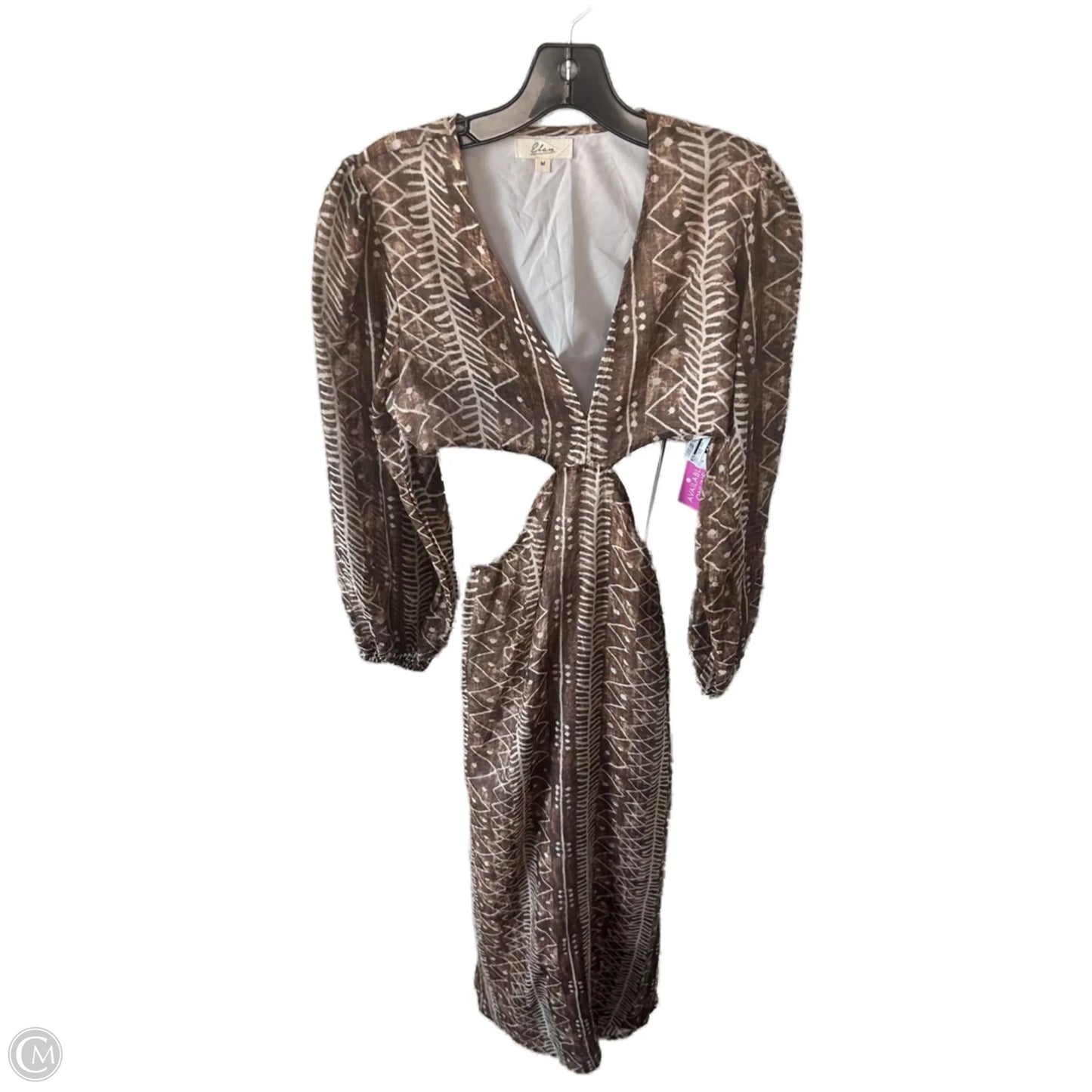 Dress Casual Maxi By Elan In Brown & Cream, Size: M