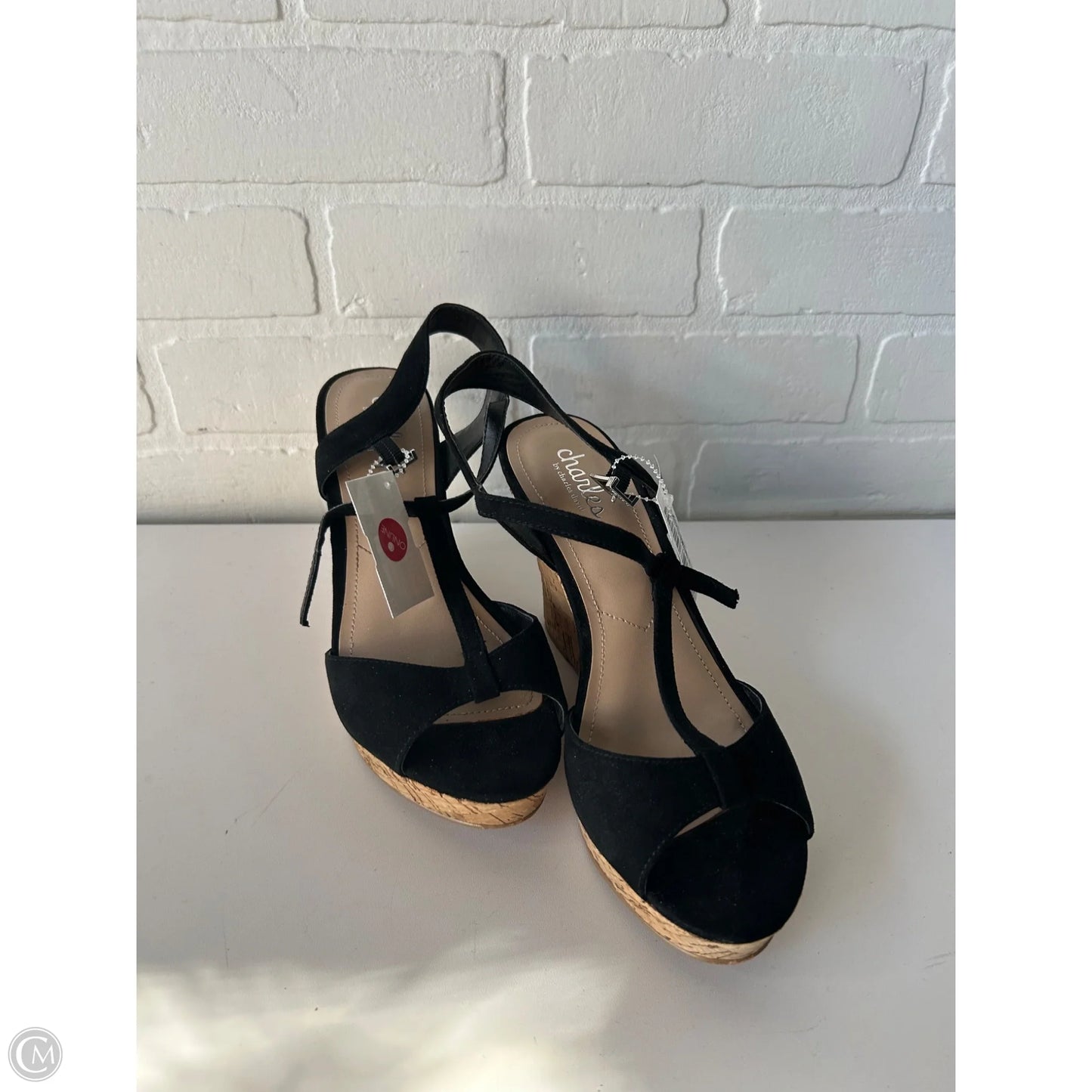 Sandals Heels Wedge By Charles By Charles David In Black & Tan, Size: 7