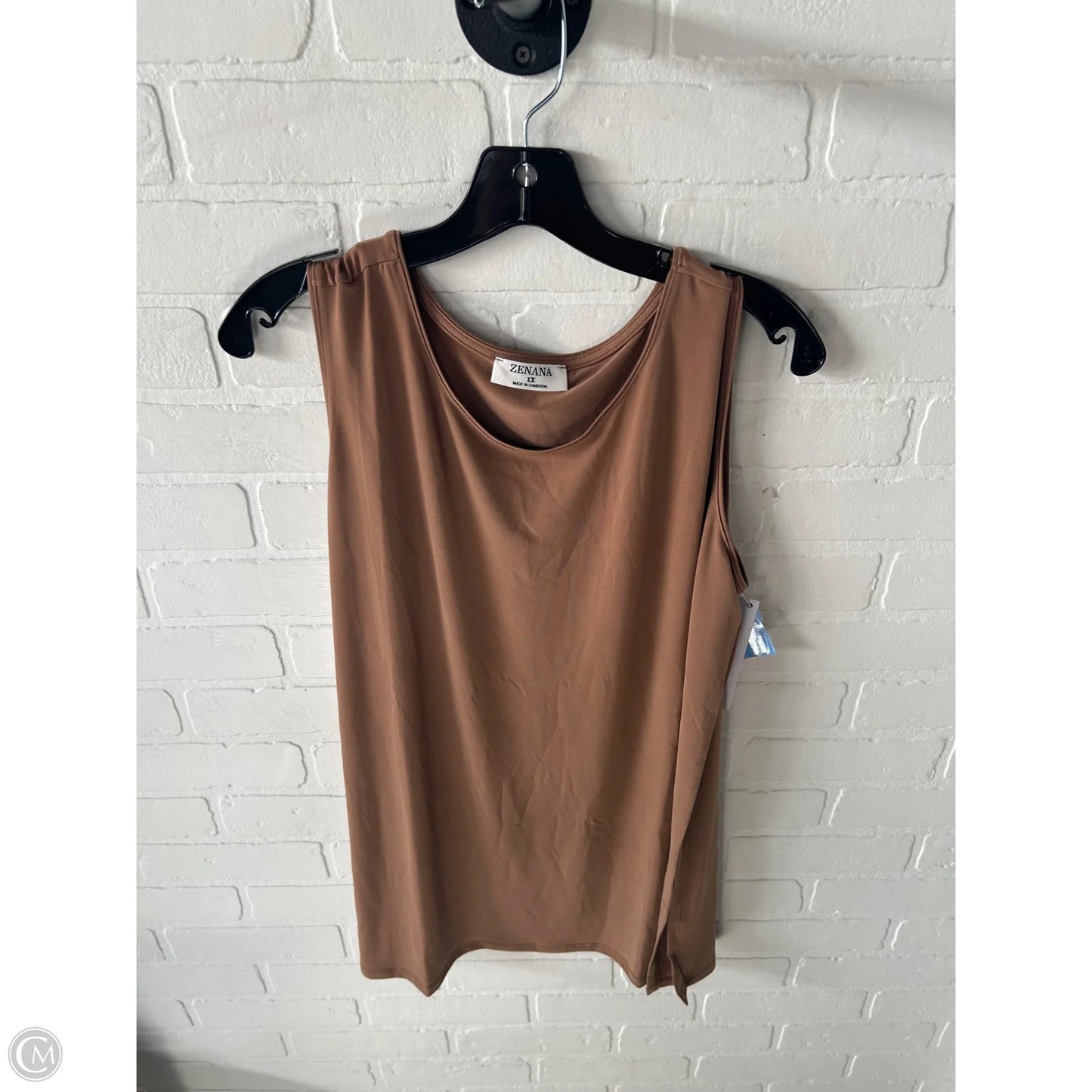 Tunic Short Sleeve By Zenana In Brown, Size: 1x