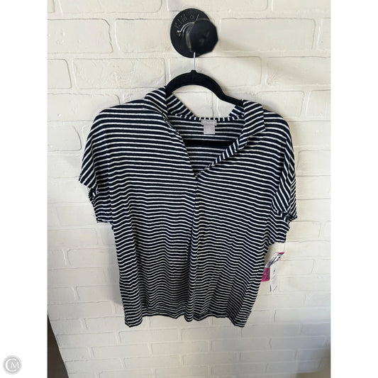 Top Short Sleeve By Chicos In Blue & White, Size: M