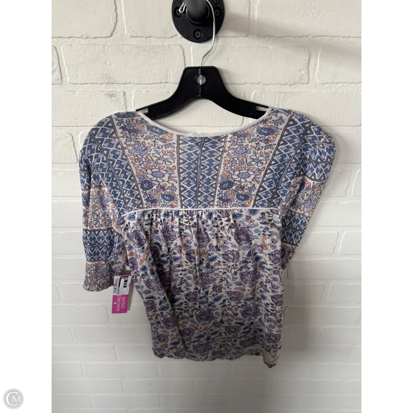 Top Short Sleeve By Lucky Brand In Blue & Purple, Size: S