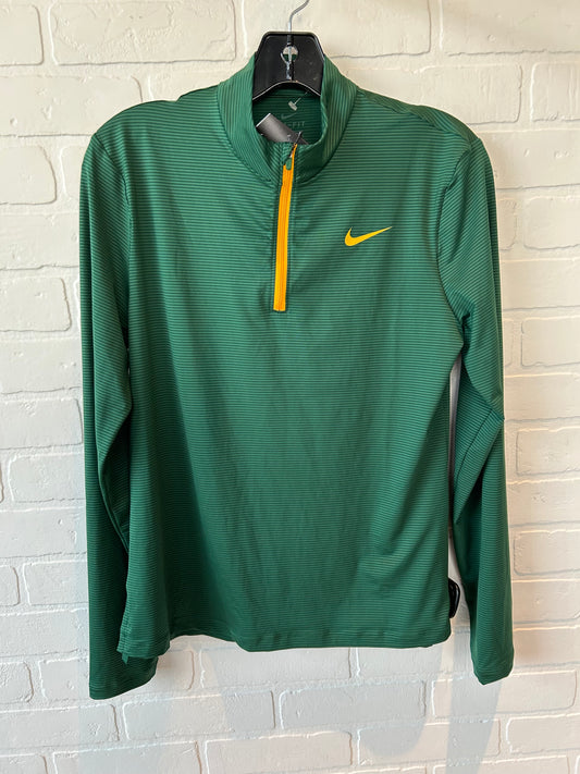 Athletic Top Long Sleeve Collar By Nike Apparel In Green, Size: S