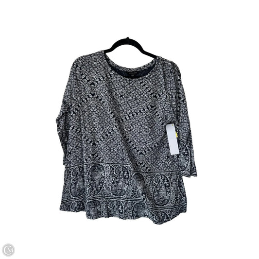 Top 3/4 Sleeve By Lucky Brand In Blue & White, Size: 1x
