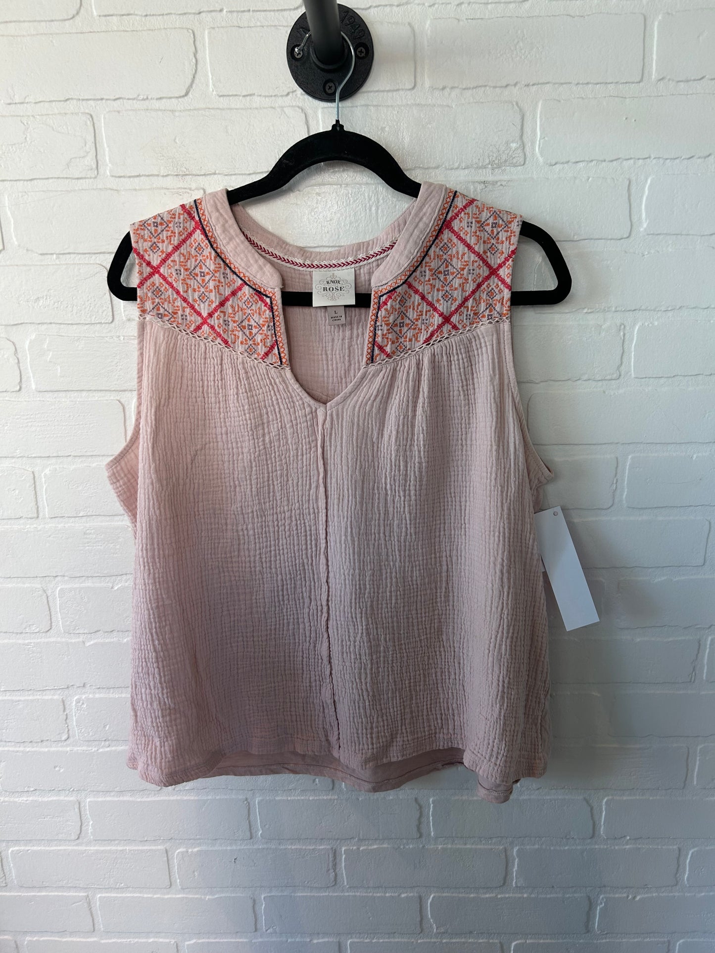 Top Sleeveless By Knox Rose In Pink, Size: L