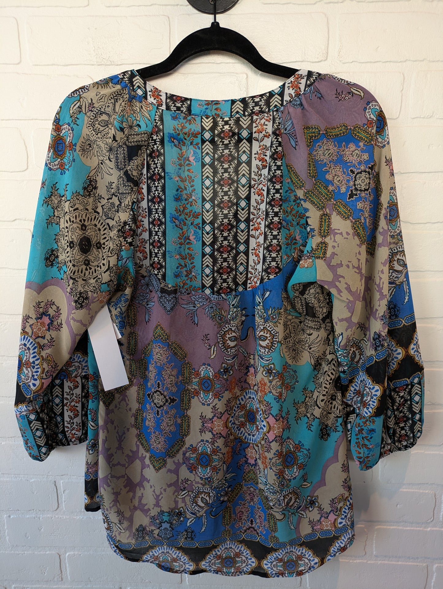 Top Long Sleeve By Figuero & Flower In Blue & Purple, Size: S