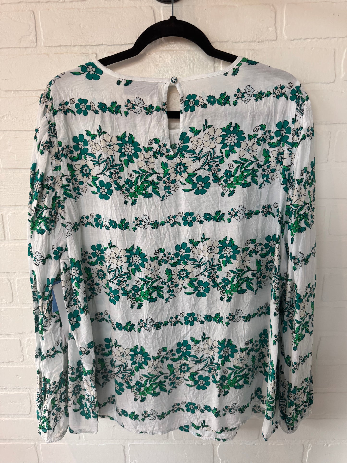 Top Long Sleeve By Lane Bryant In Green & White, Size: 2x