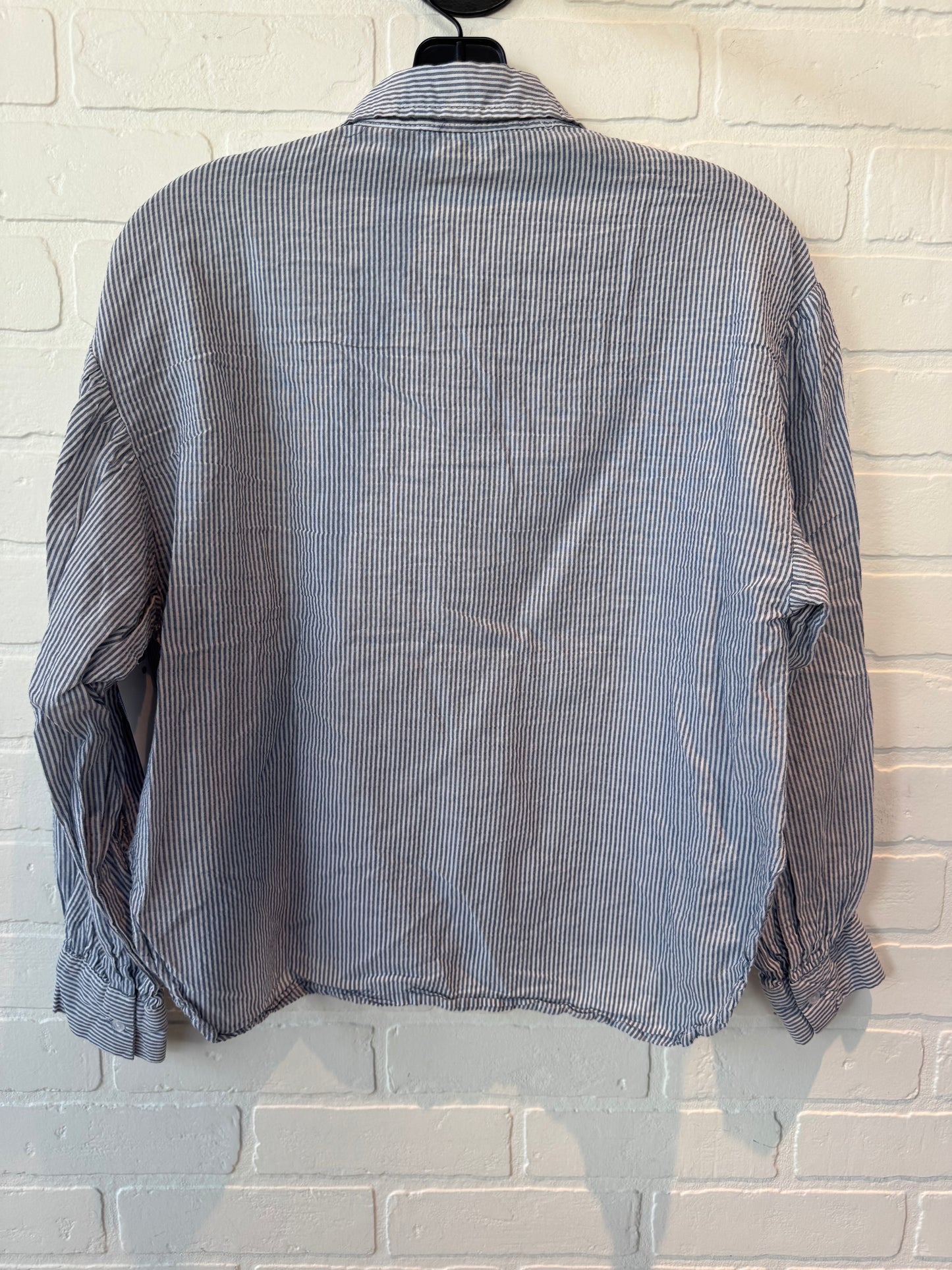 Top Long Sleeve By Love Notes In Blue & White, Size: S