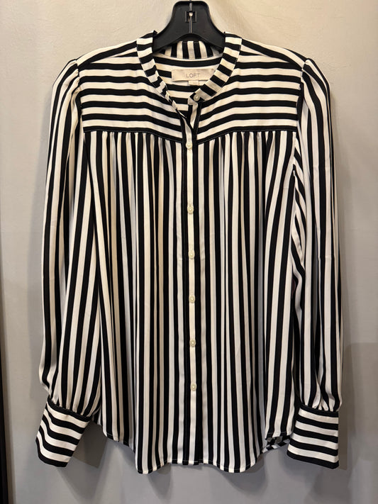 Top Long Sleeve By Loft In Black & White, Size: S