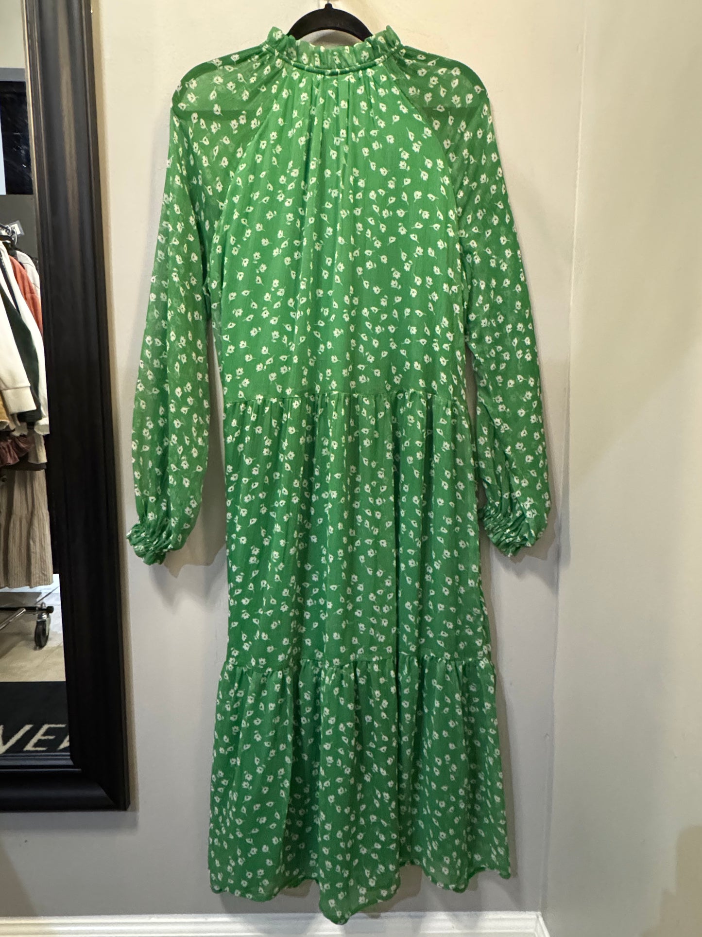 Dress Casual Midi By H&m In Green & White, Size: S