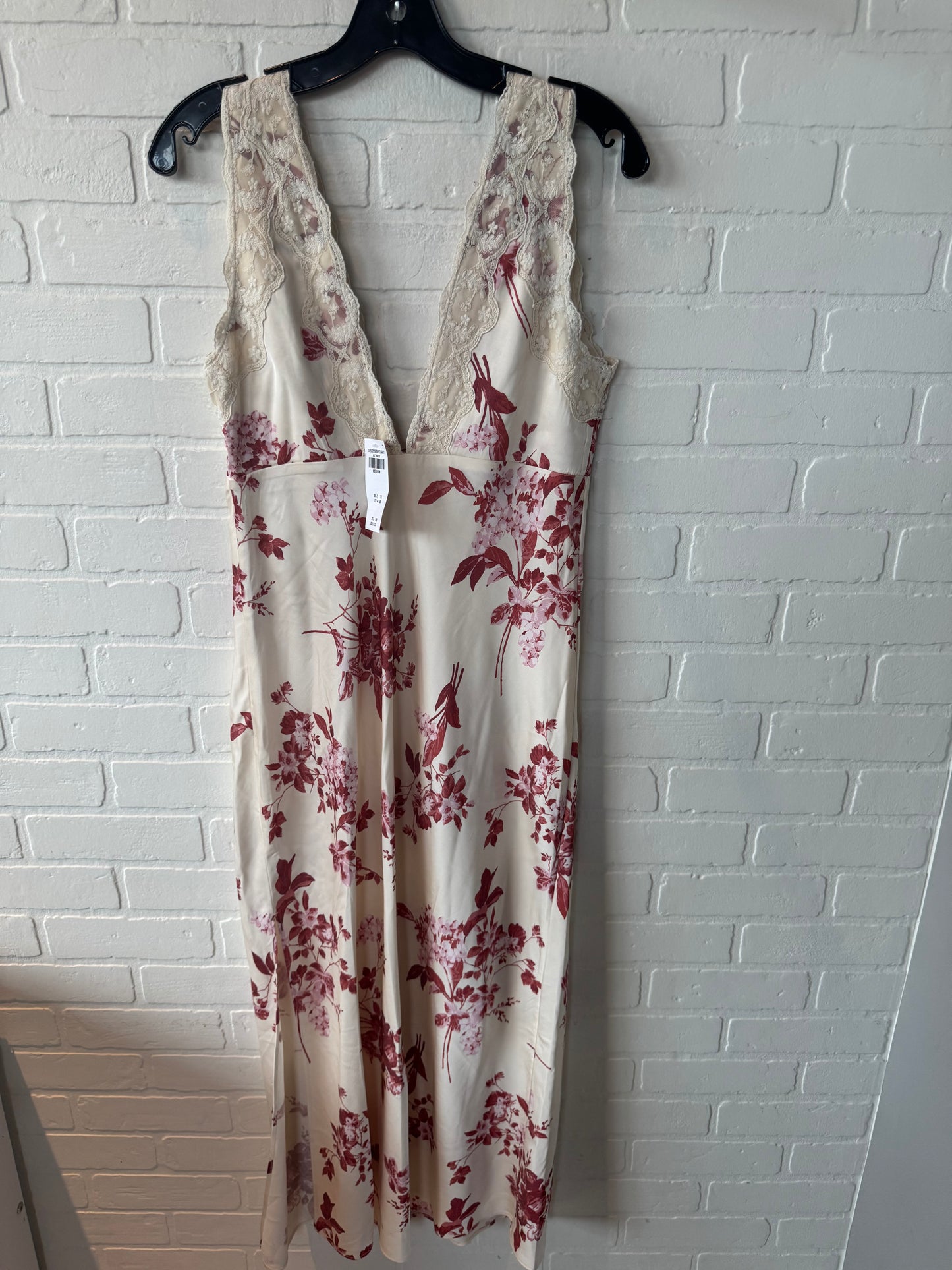 Dress Casual Midi By Abercrombie And Fitch In Cream & Pink, Size: M