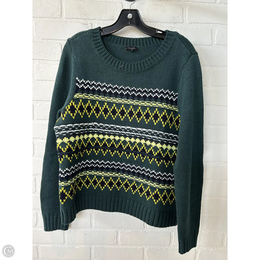 Sweater By Talbots In Green & Yellow, Size: L