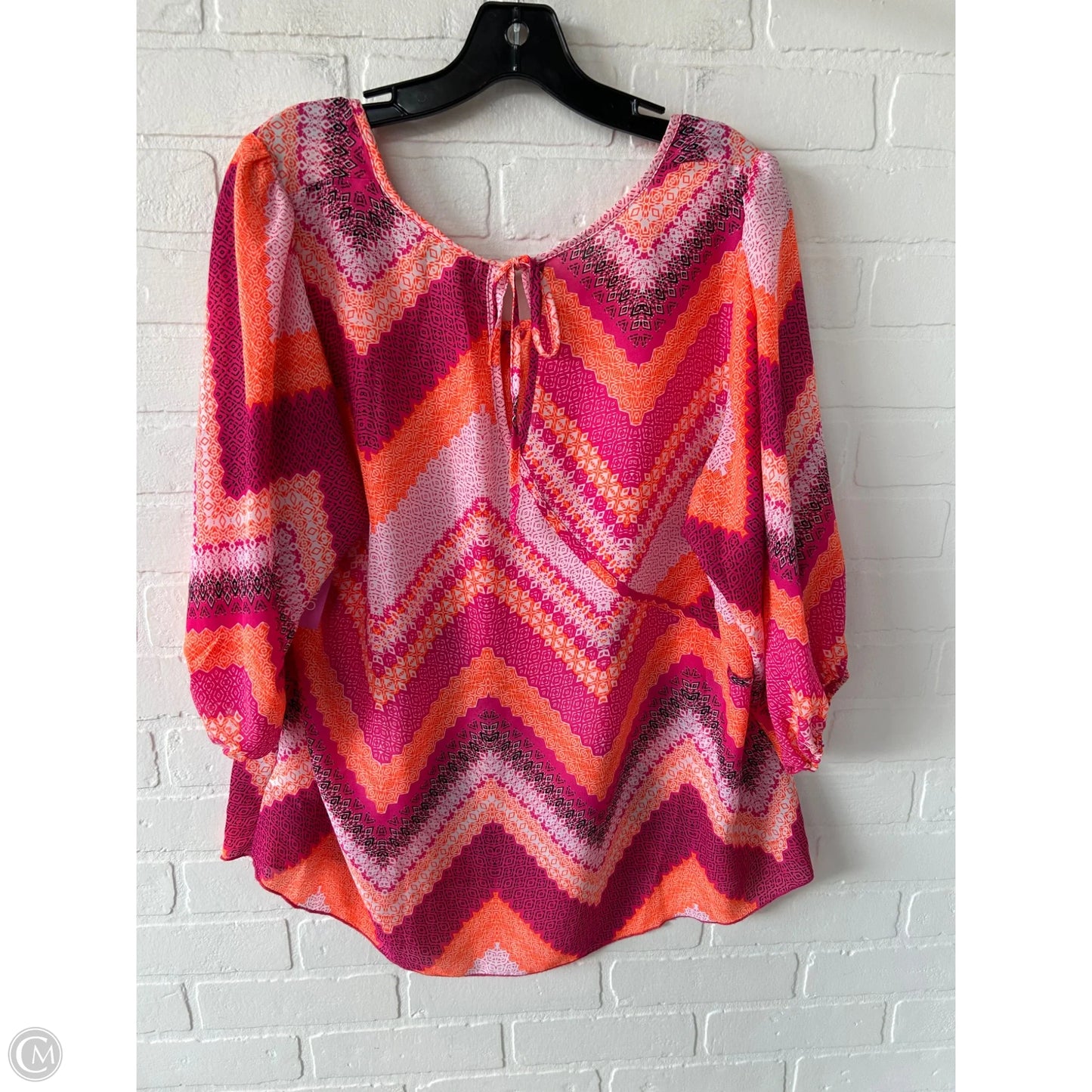 Top Long Sleeve By Clothes Mentor In Orange & Pink, Size: 1x