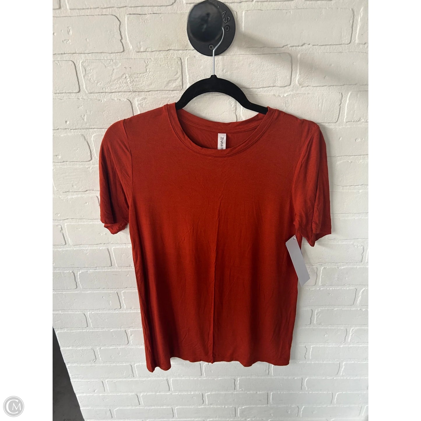 Top Short Sleeve Basic By Zenana In Orange, Size: M