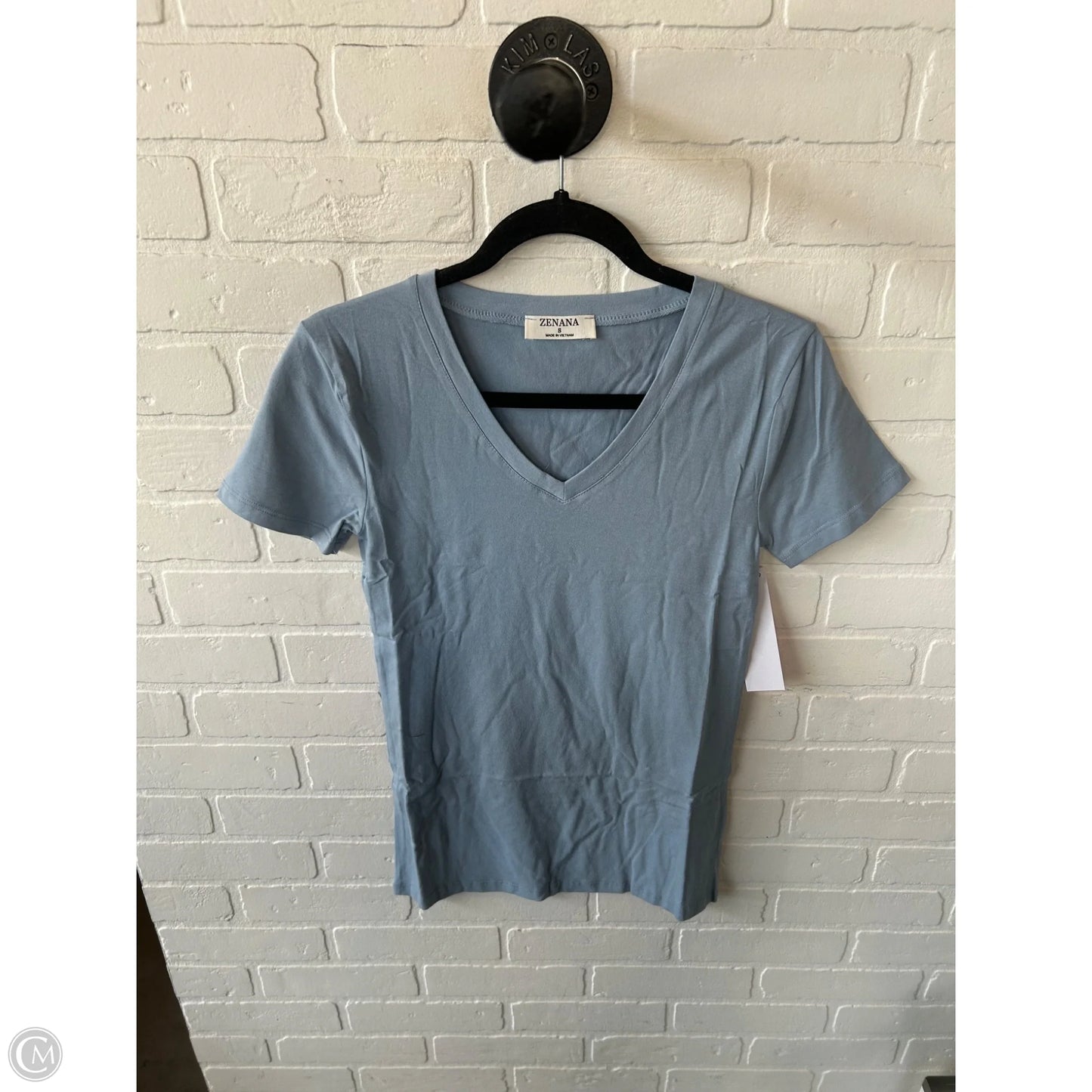 Top Short Sleeve Basic By Zenana In Blue, Size: S