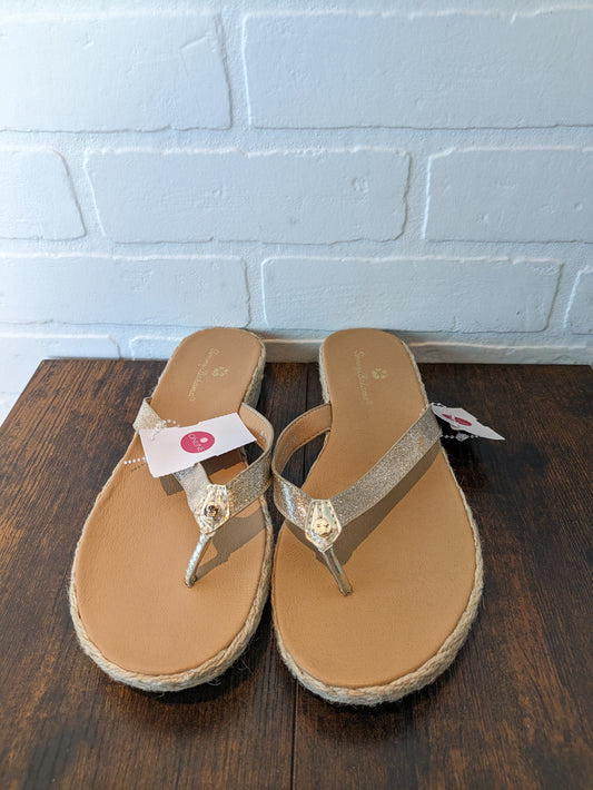 Gold Sandals Flip Flops Tommy Bahama, Size 6.5