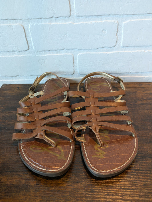 Brown Sandals Flats Sam Edelman, Size 9