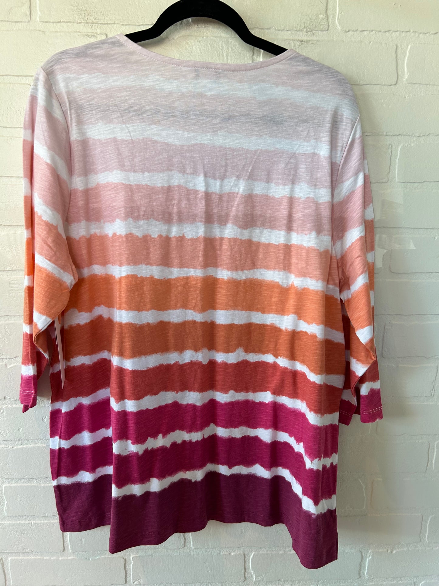 Orange & Pink Top 3/4 Sleeve Basic Cj Banks, Size 1x