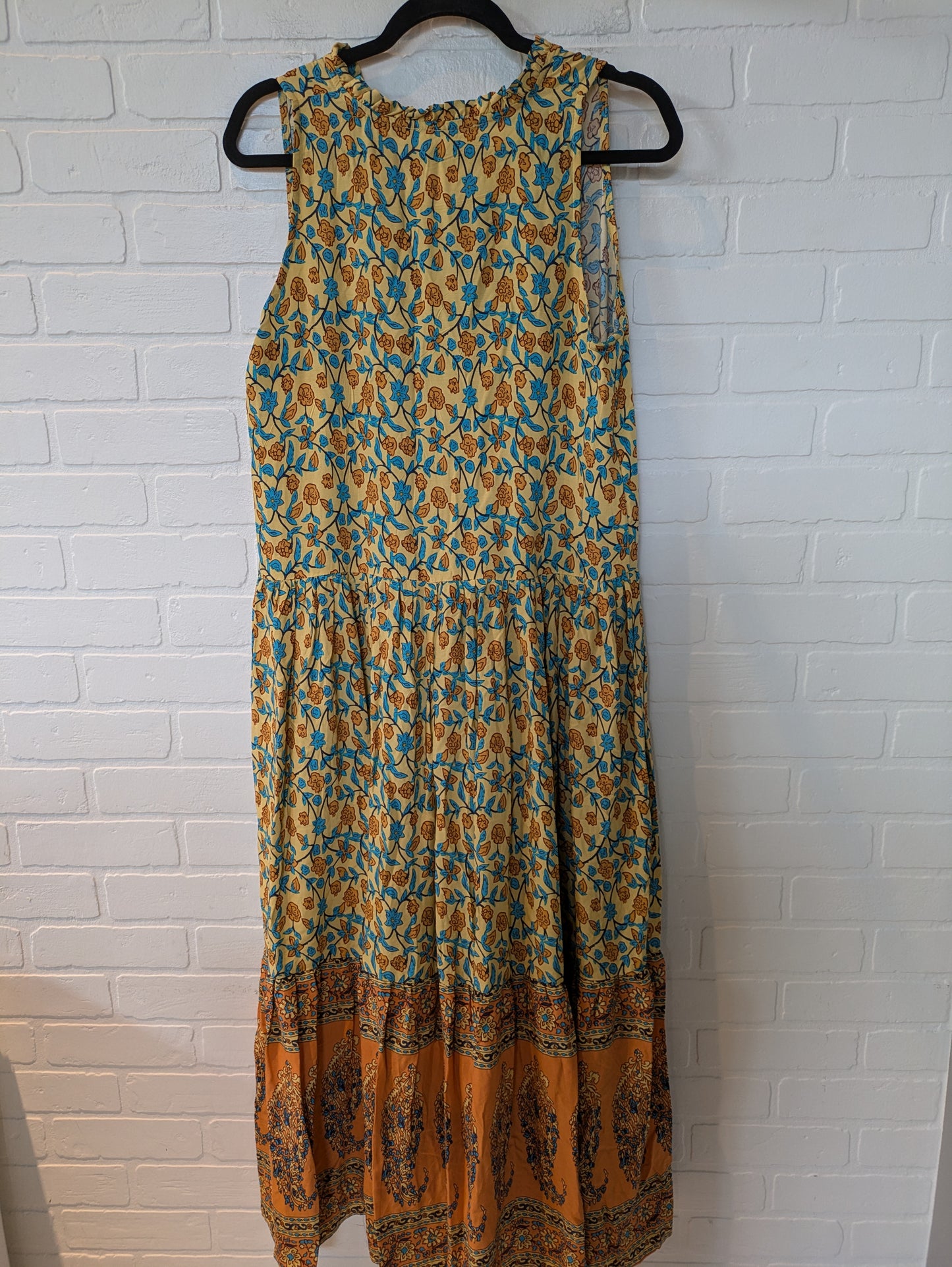 Orange & Yellow Dress Casual Midi Cmc, Size L