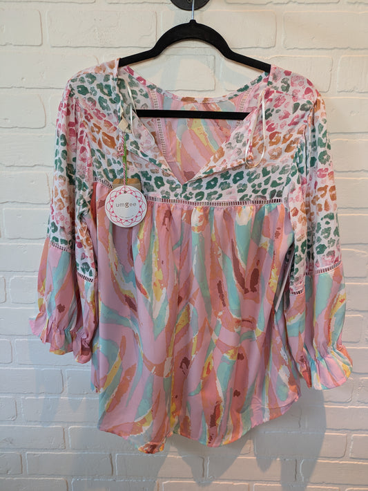 Pink Top 3/4 Sleeve Umgee, Size M