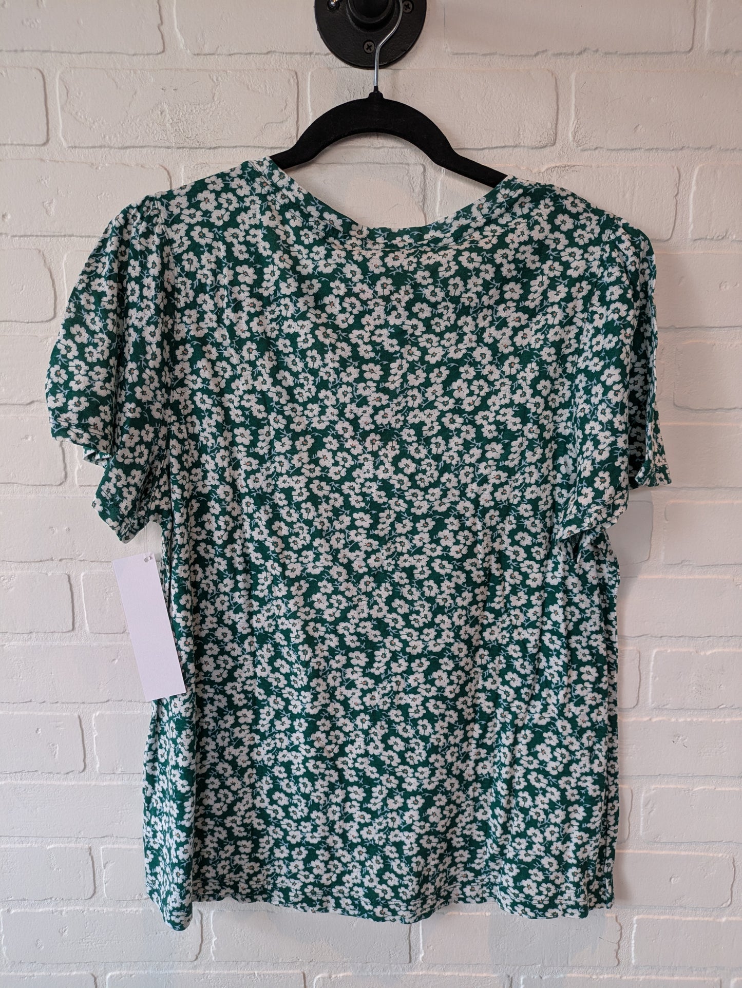 Top Short Sleeve Basic By Lucky Brand In Green & White, Size: M