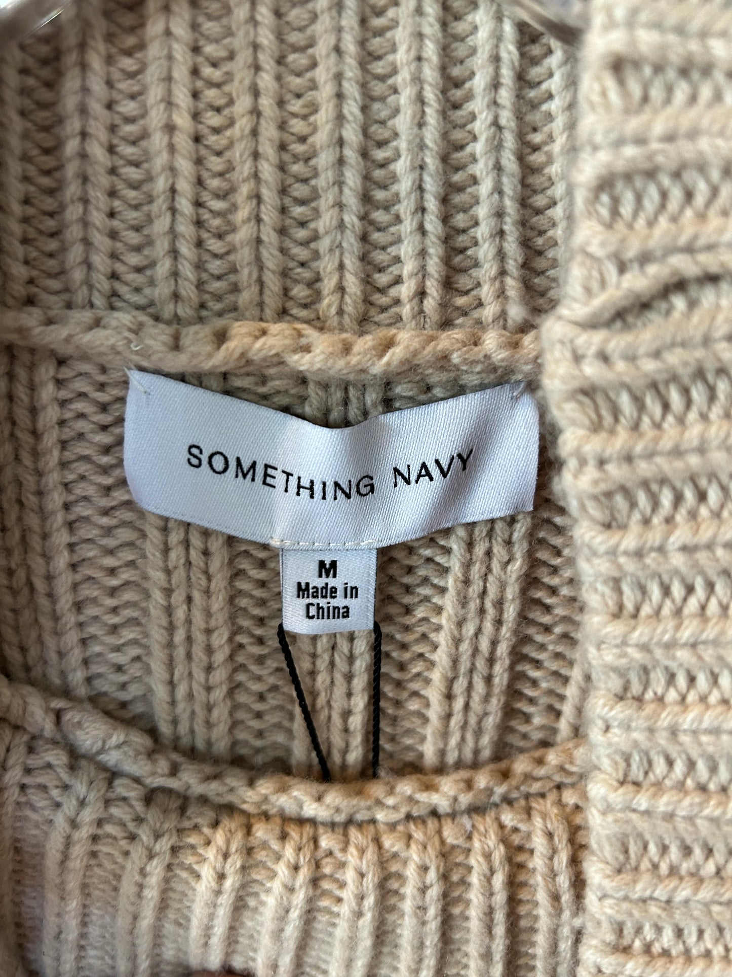 Sweater By Something Navy In Tan, Size: M