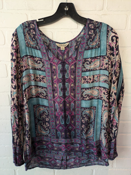 Top Long Sleeve By Lucky Brand In Blue & Purple, Size: S