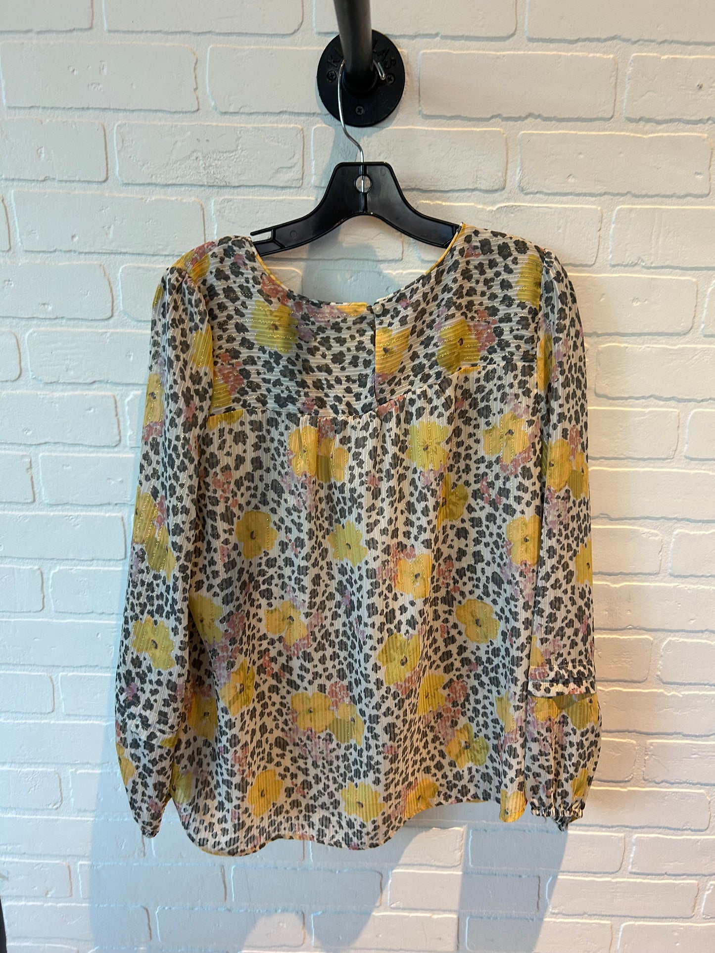 Top Long Sleeve By Loft In Cream & Yellow, Size: L