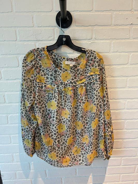 Top Long Sleeve By Loft In Cream & Yellow, Size: L